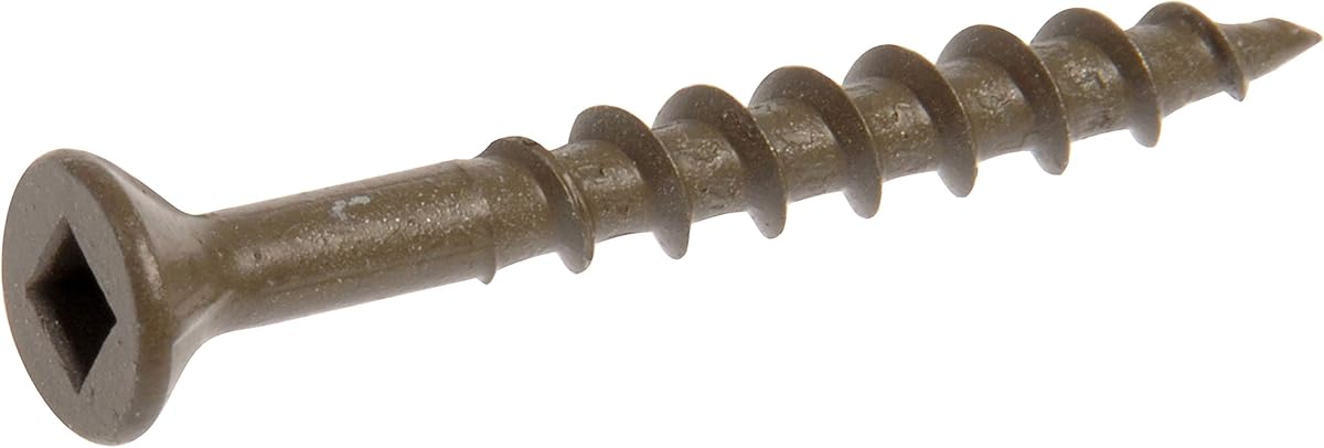 Tornillos para cubierta Hillman, n.º 8 x 1-3/4 pulgadas, paquete de 500, cerámica marrón | Acero revestido de cerámica, cabeza plana con accionamiento cuadrado y punta tipo 17 para terrazas, muelles y madera tratada
