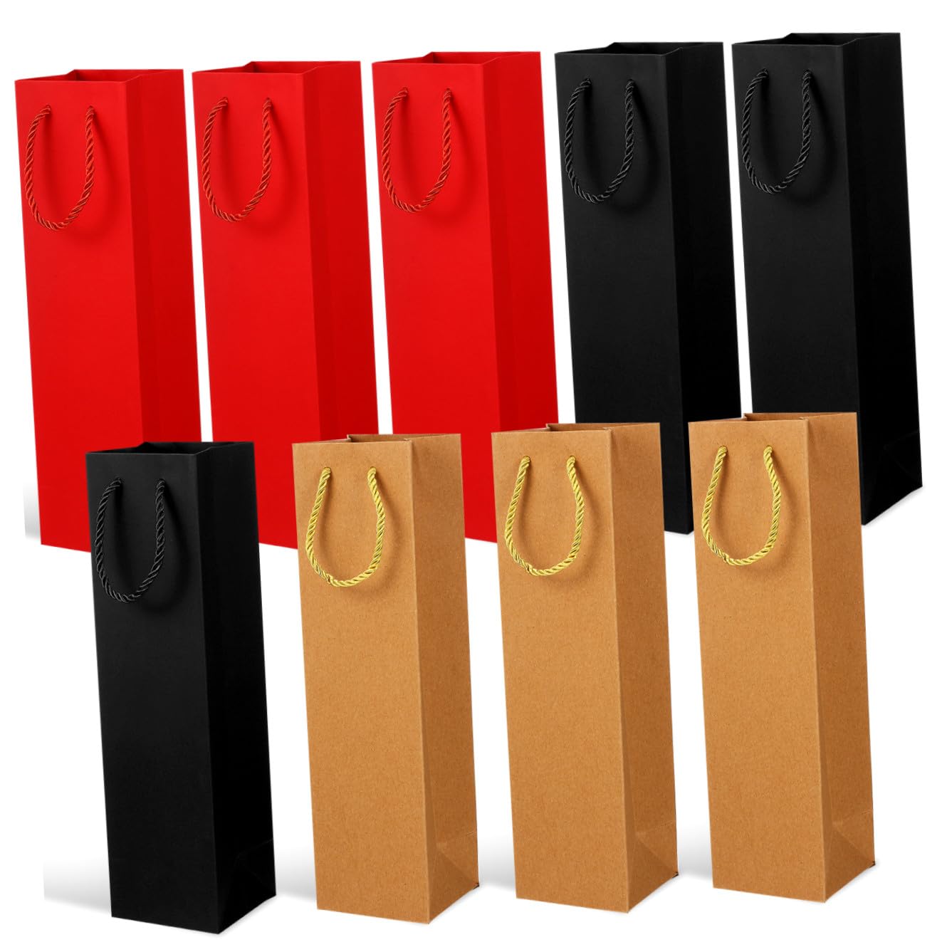 VALICLUD 9 Stück Weinflaschen-Taschen, Kraftpapier, Wein-Geschenktüten, Einzelhandelsbeutel für Party, Hochzeit, Einweihungsfeier, Geburtstag, Jahrestag, rot
