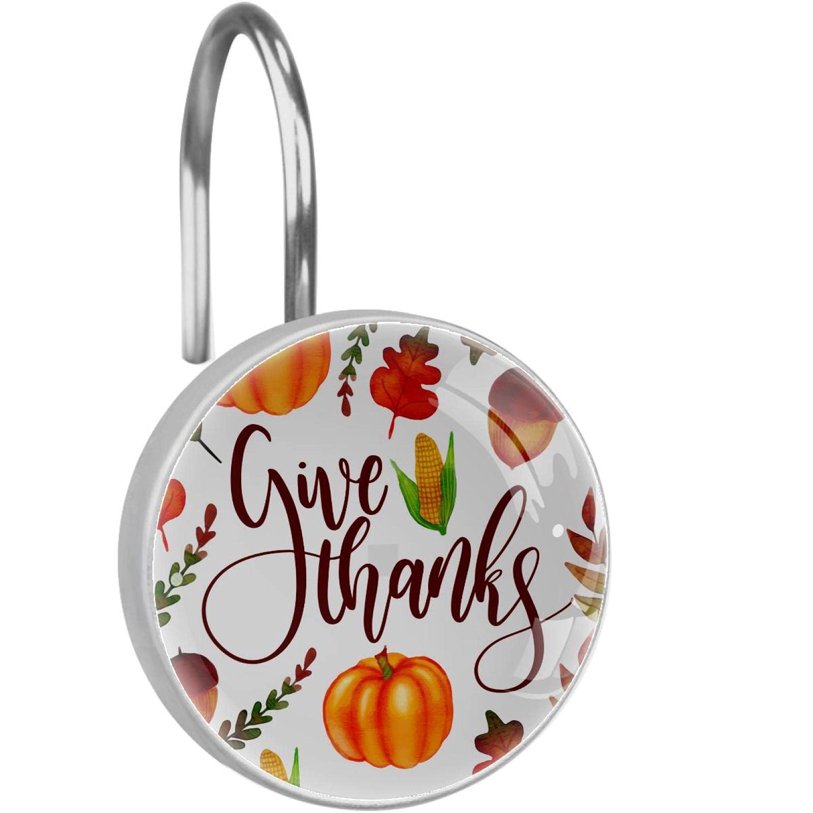 Crochets rideau de douche lot de 12 anneaux en acier inoxydable Thanksgiving