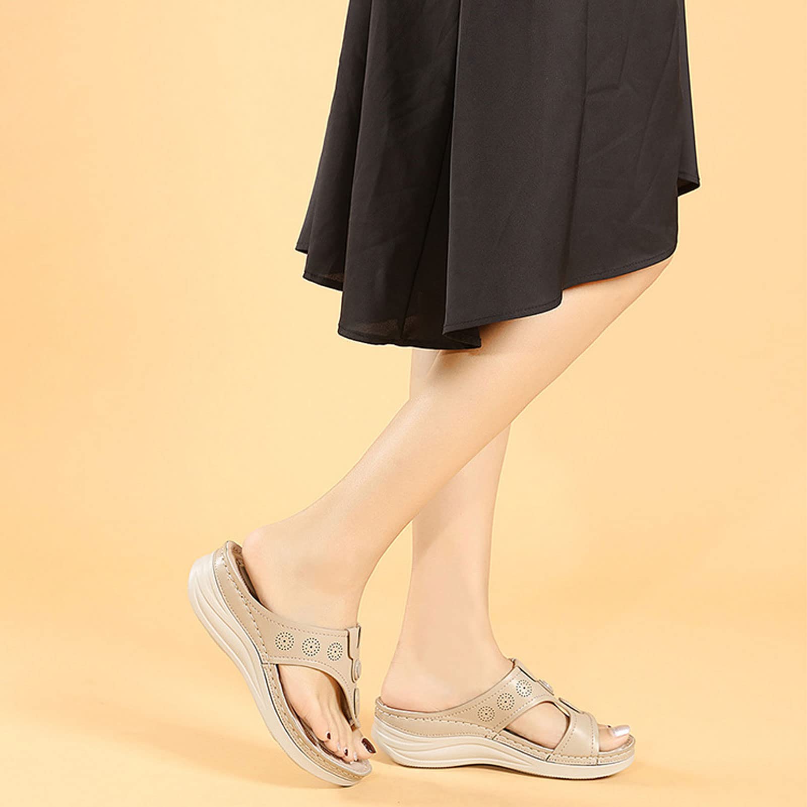Aomigoct Sandali Con Zeppa Donna – Comodi E Ortopedici, Per Alluce Valgo, Nero, 41 EU
