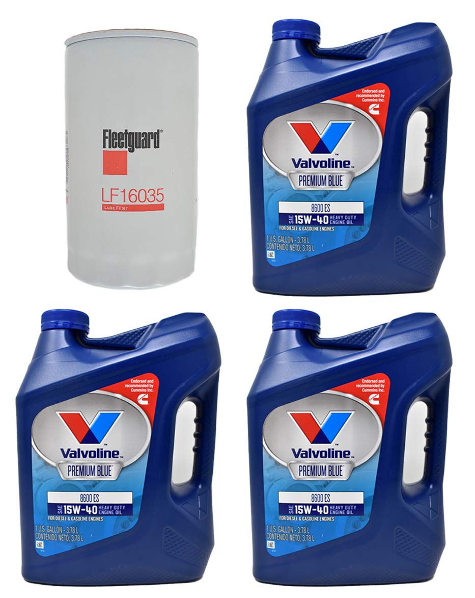 Buyer$ Lair Kit - Dodge Ram 6.7L 2013-18' Diesel Fleetguard Cummins Oil Maintenance Kit - (3) 1-Gal 15W40 Engine Oil & Oil Filter (Bundle of 4)
