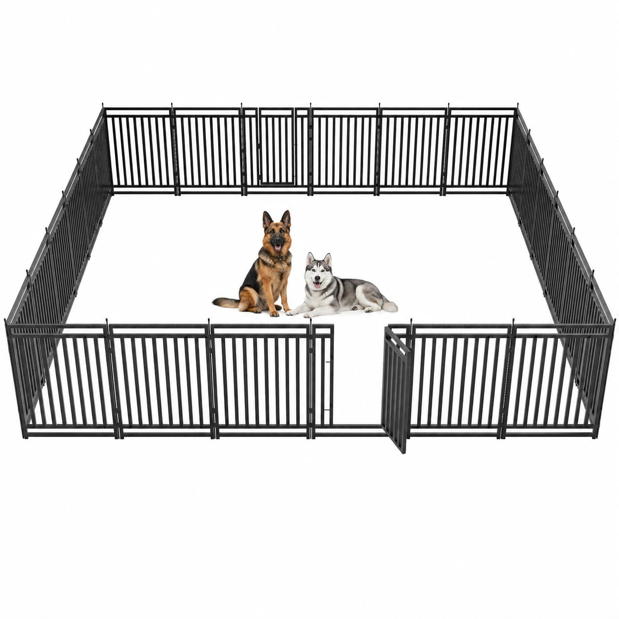 Dog Playpen Metal Dog Fence Outdoor for Yard 47" Height 24 Panels Portable Dog Pen Pet Kennel for RV Camping(Black-Silver)