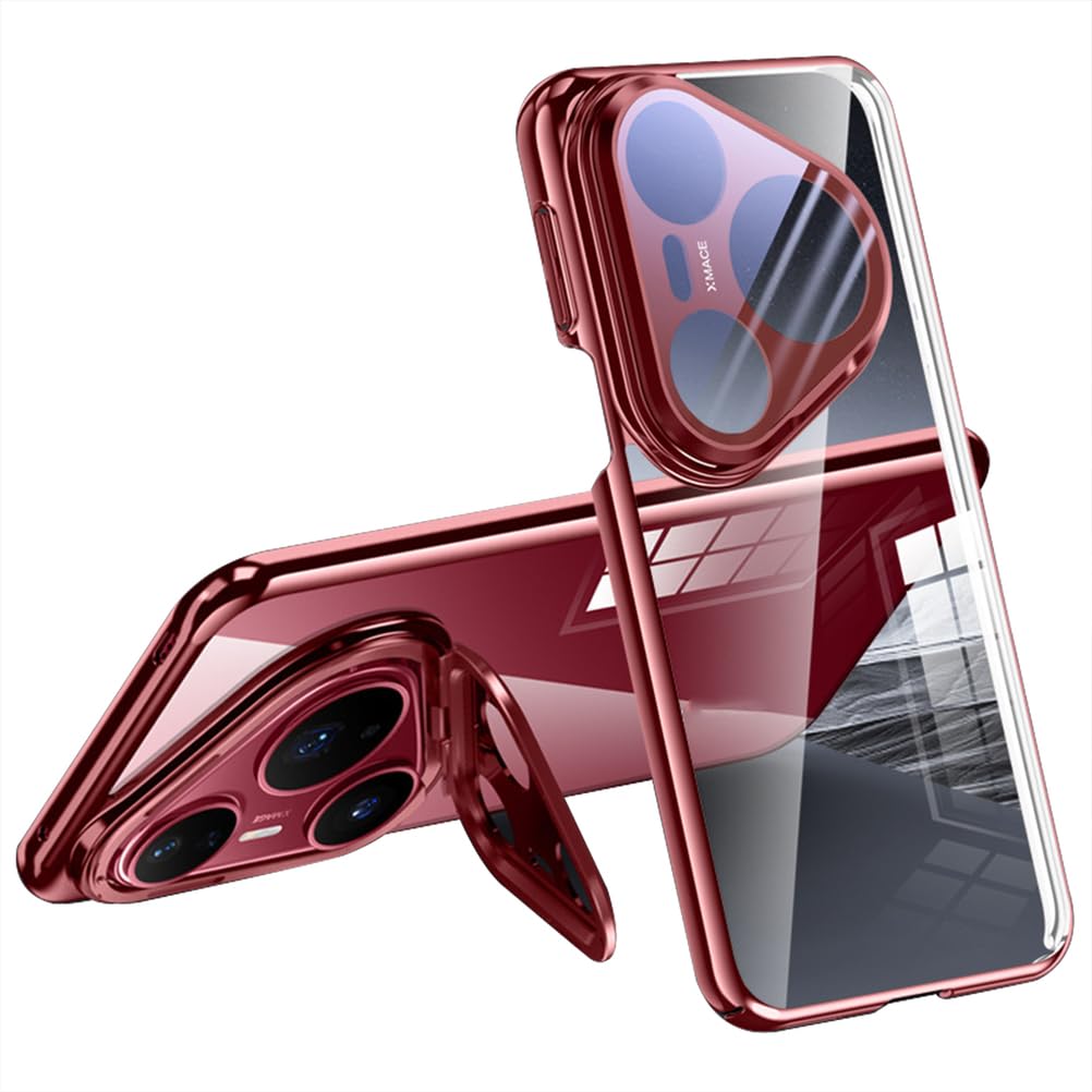 Rot,80, Handyhülle Für Huawei Pura 80 Ultra/80 Pro +/80 Pro/80, Kameraschutz Ständer Hülle Galvanisierte Transparent Nie Vergilbung Schutzhülle