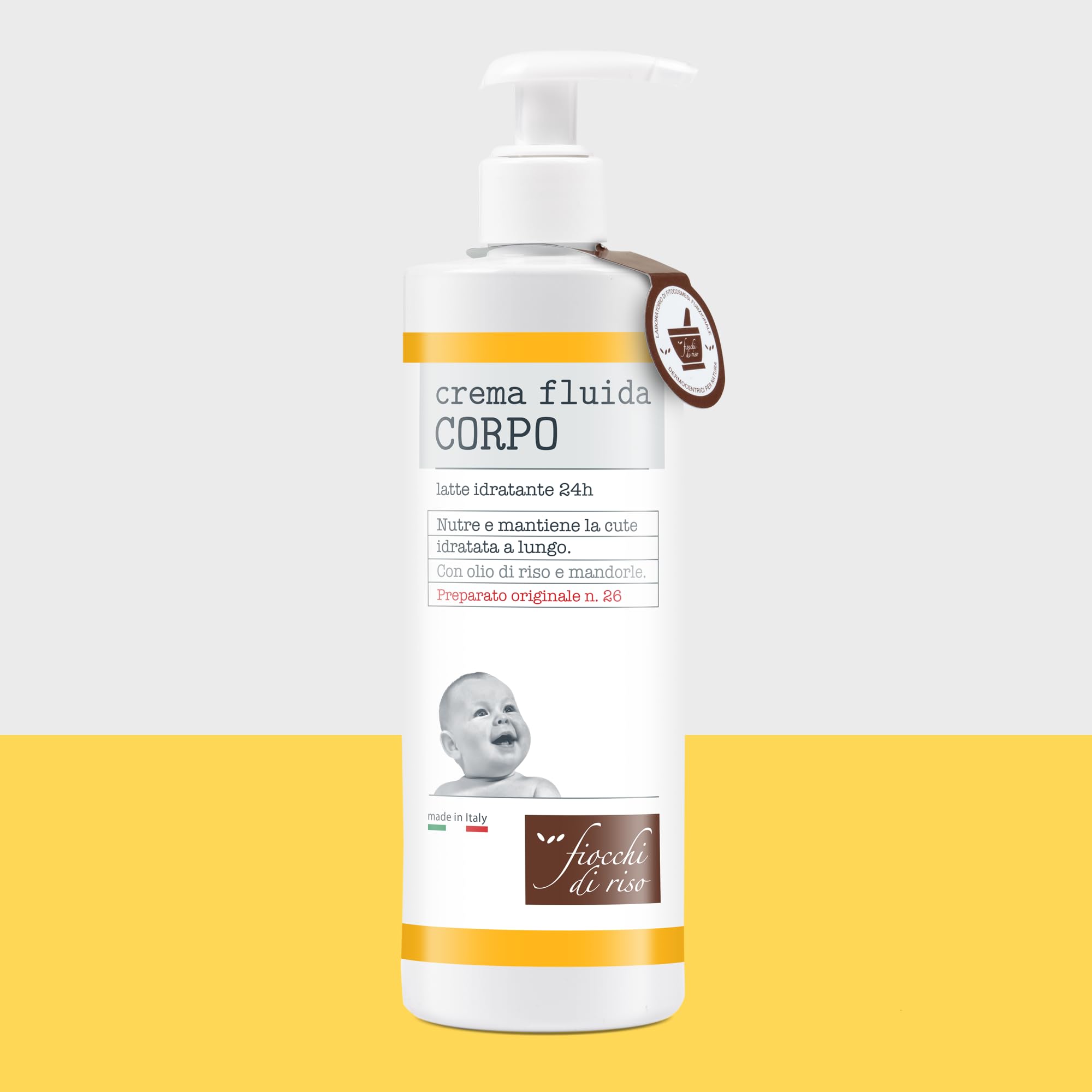 Fiocchi di Riso Crema fluida Corpo 400ml Idratazione Neonati Latte idratante