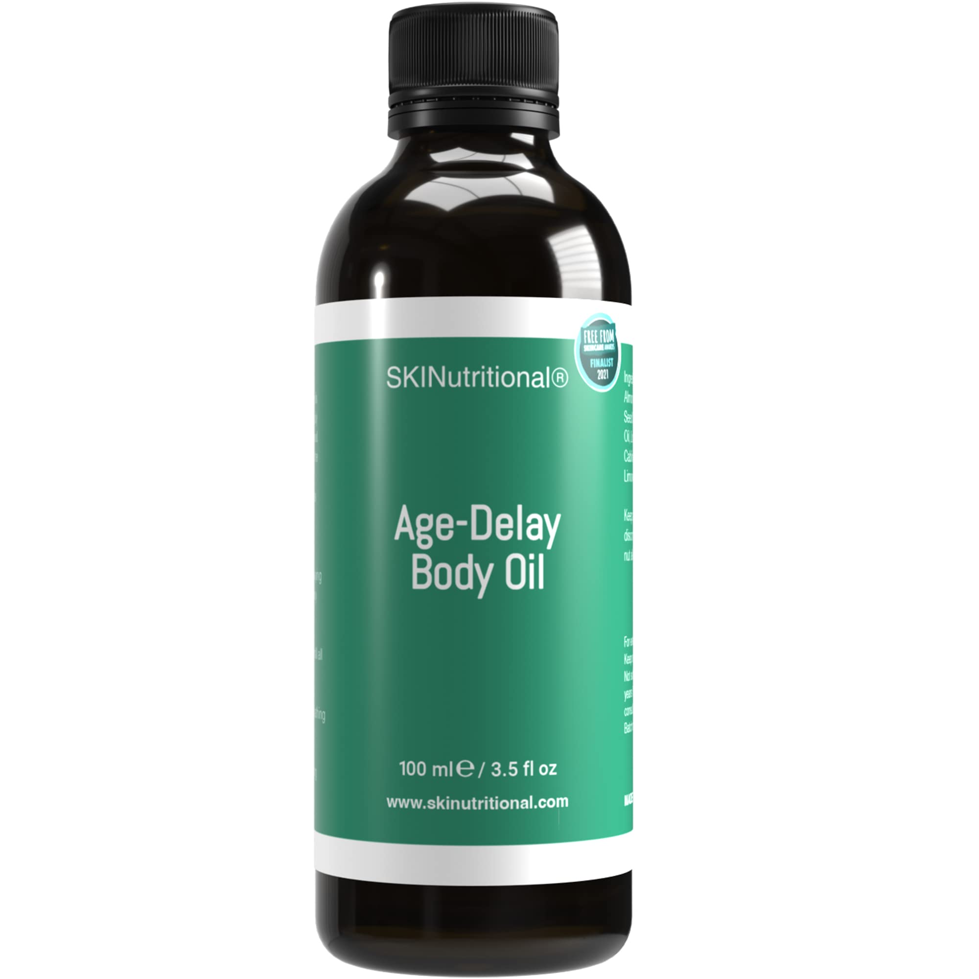 Age-Delay Body Oil (100ml) and Face and Neck Treatmenet Oil (30ml) Set by SKINutritional. Comes with wooden Gua Sha lymphatic massage tool for face and body together with oils in a jute pouch - Image 2