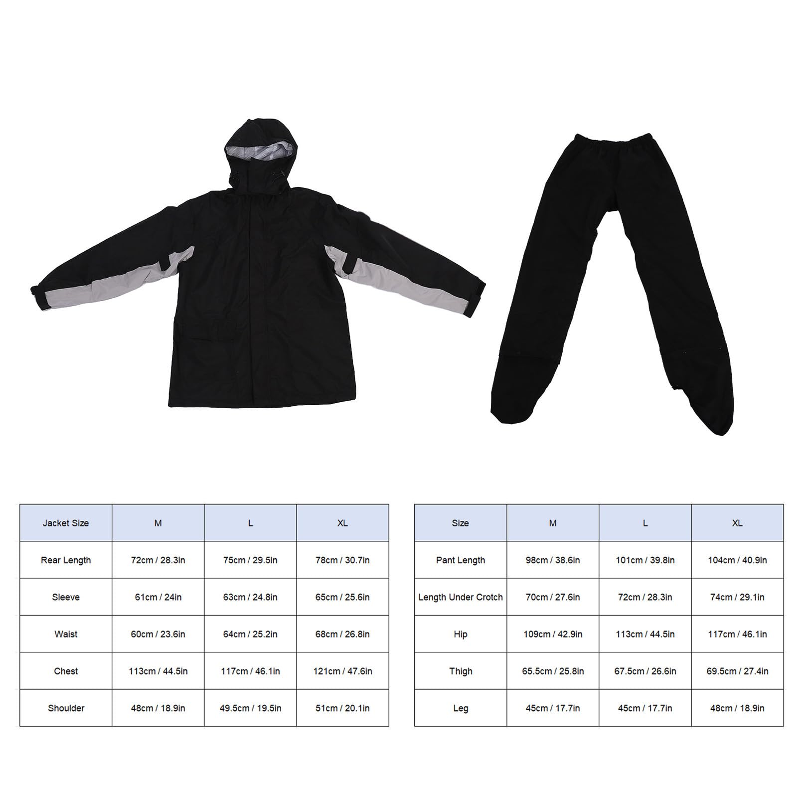 Wasserdichtem Atmungsaktivem Motorrad -Regenanzug mit Verstellbarem Design - Leichte Schwarze Jacke und Hosen mit Versteckten Schuhabdeckungen für das Reiten Im Freien (XL)
