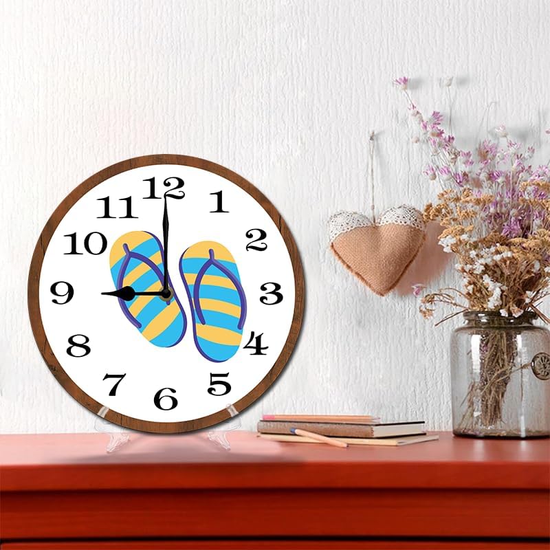 Miniatura 5 de Reloj de pared de madera de 10 pulgadas, funciona con pilas, hojas de arce de bosque otoñal, relojes de pared decorativos para interiores,