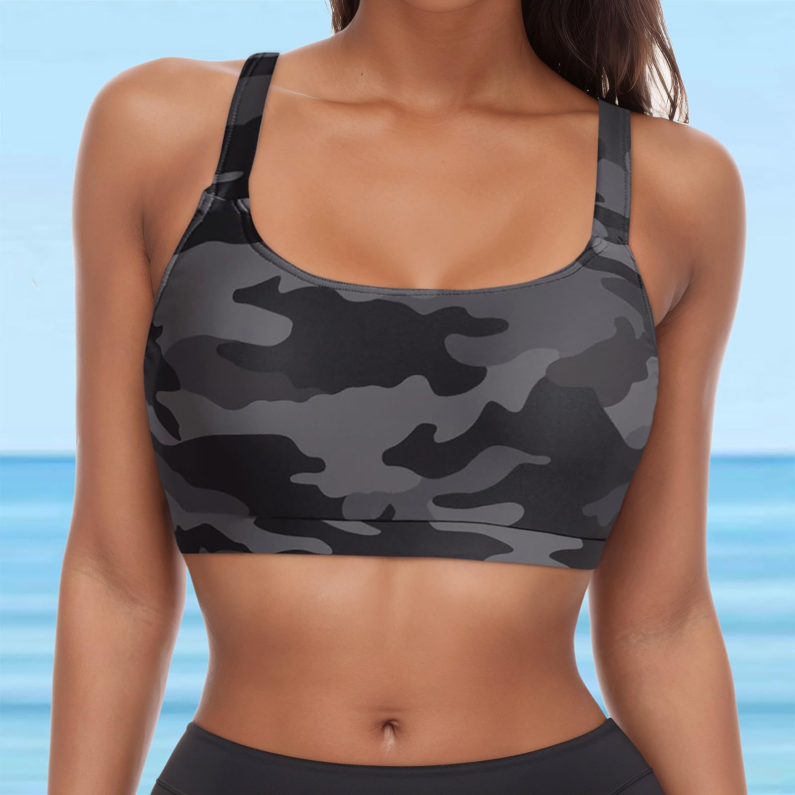 Top a fascia da donna con spalline rimovibili, bikini a fascia imbottito, top bikini sexy, bikini top, bikini da donna, seno grande, costume da bagno