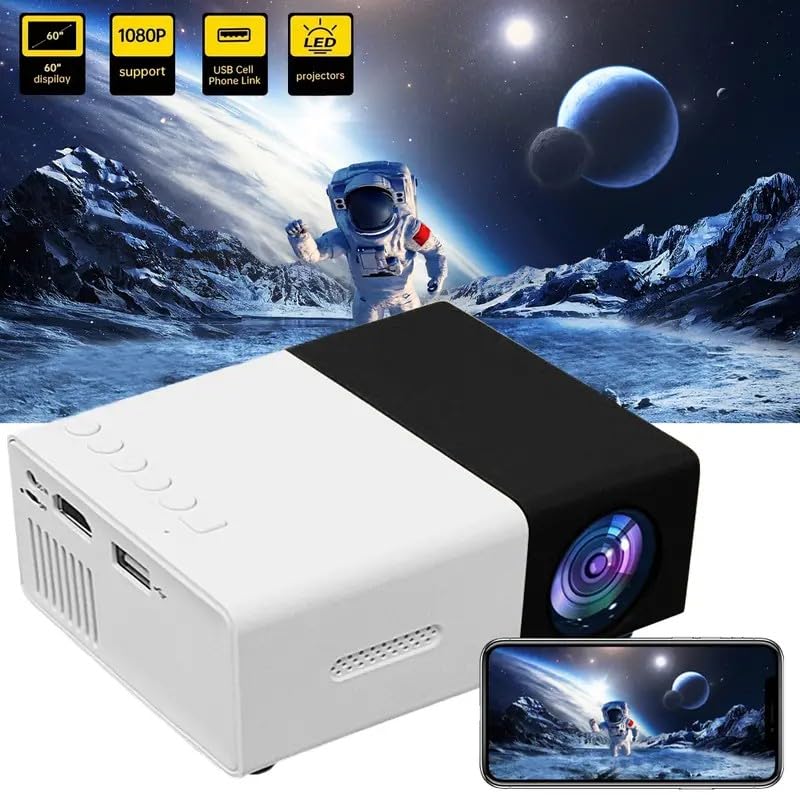 Mini projecteur portable, HD 720p, double haut-parleurs, écran 130 pouces pour home cinéma et bureau