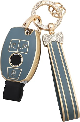 LECART Funda protectora azul para llavero de TPU con llavero brillante, Azul