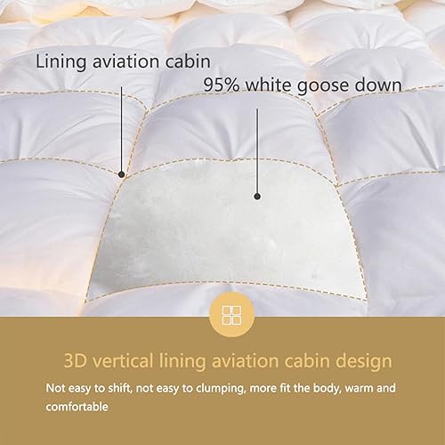 Miniatura 3 de LIMKOO Edredón ligero de plumas de ganso tamaño Super King, funda de algodón 100% orgánico, 900+ potencia de relleno, 87 x 94 pulgadas, ligero