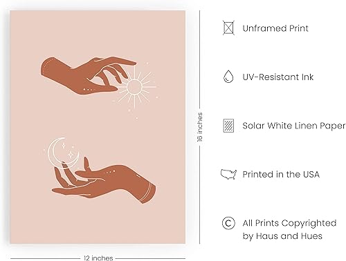 Miniatura 2 de HAUS AND HUES Pósteres de astrología artística de sol y luna, arte de pared espiritual y decoración de pared celestial, póster de decoración de