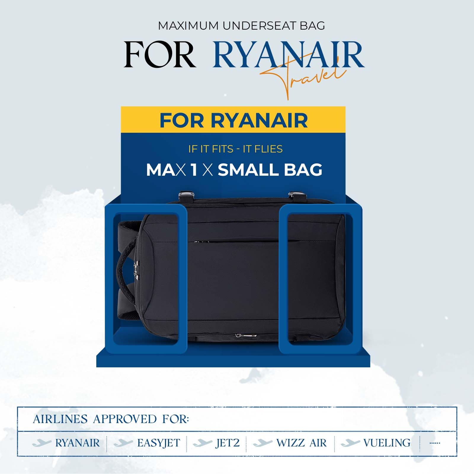 VMIKIV per Zaino Ryanair 40x20x25 Bagaglio a Mano 40x30x20 per Wizz Air Zaino da Viaggio Aereo per Wizzair Borsa da Cabina per Vueling Zainis 45x36x20 per Easyjet Zaini Porta PC,Borsone Antifurto