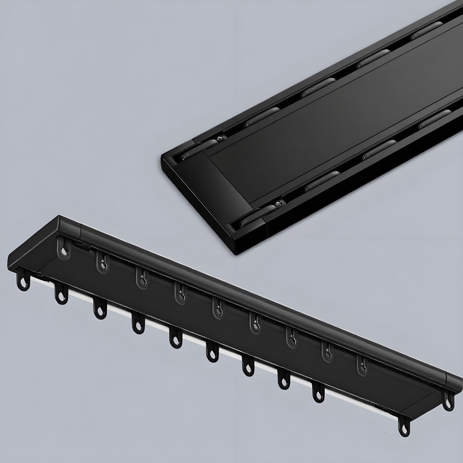 Tringle de plafond à double rail alu noir séparateur de pièce 2m60