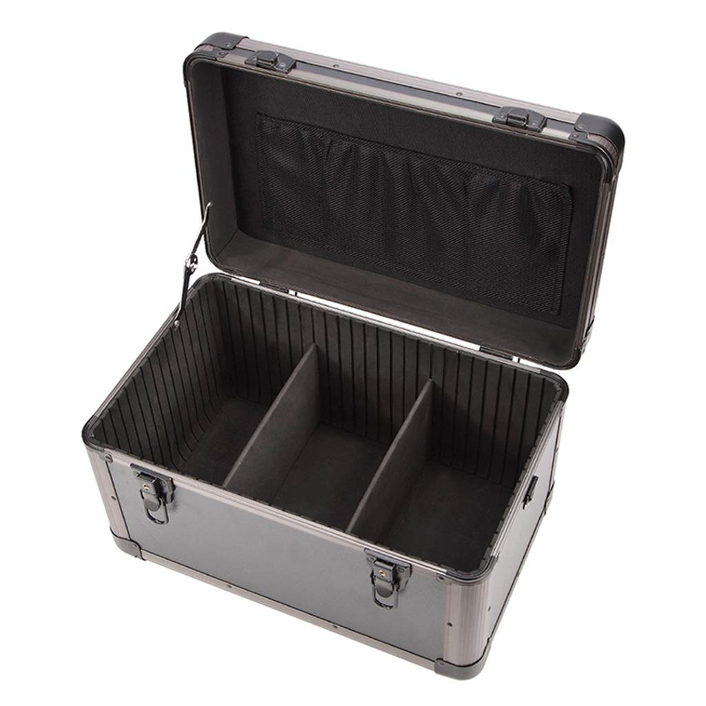 GLETSF Tool Box Storage Case Hardware Tool Box Aluminum Carrying Case Heavy Duty Aluminum Weather And Dent Resistant Security Double Key Lock Padded Dividers And Shoulder Strap -A