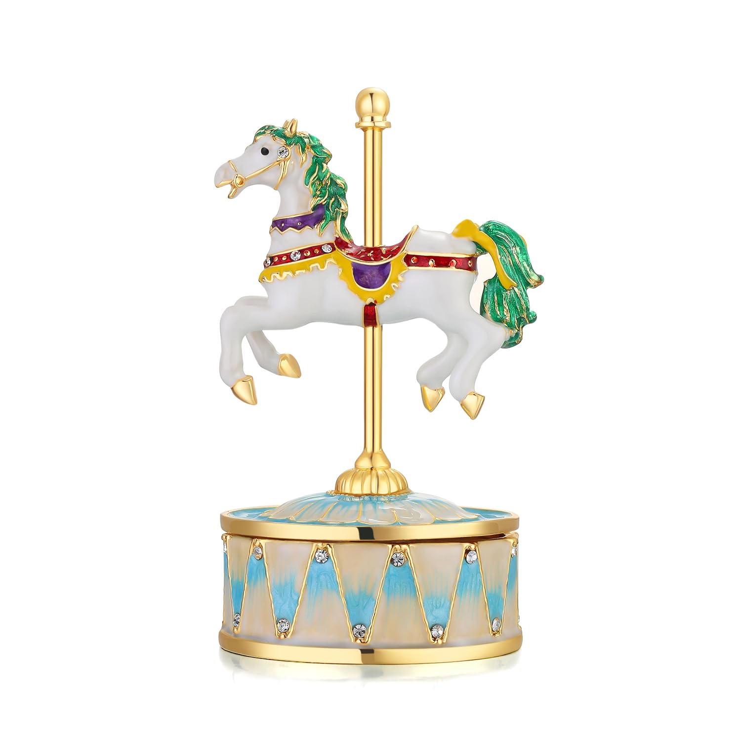 Ceramic Alloy Carousel Music Box - Handmade Traditional Craft, Heavyweight Decor, Desktop Ornament & Fun Toy