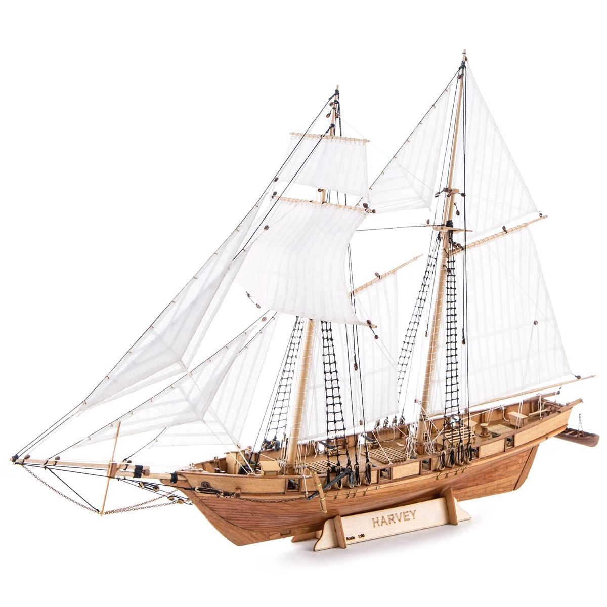 modellife Wooden Ship Model Building Kits for Adults - 1/96 Scale Harvey 1847 Model Ships Assembled with Metal Accessory, for Collection, Teaching Exhibition, Ship Model Hobby, Assemble Expert