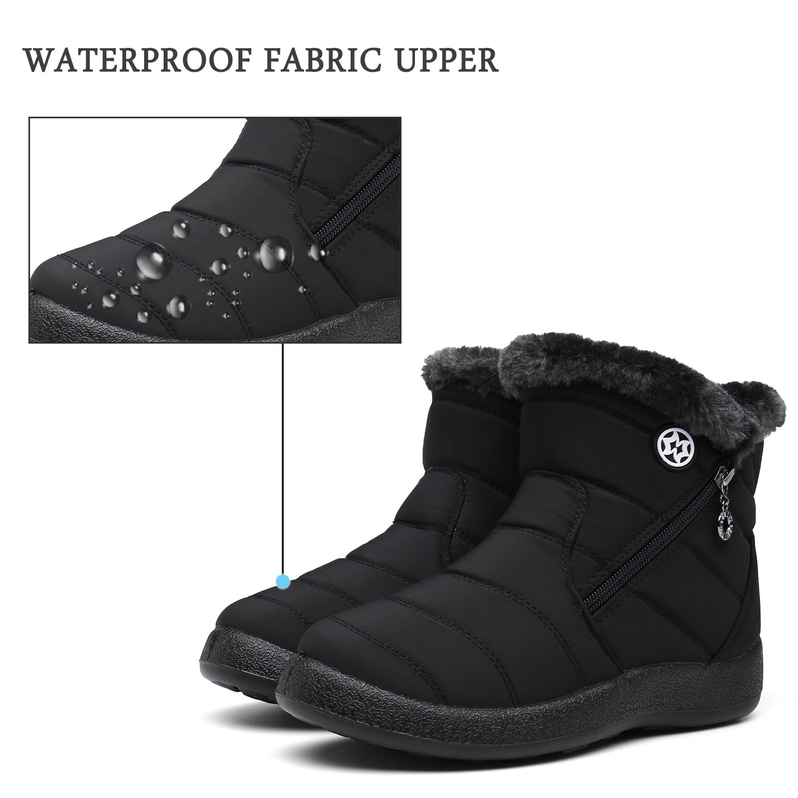 Hsyooes Stivali Donna Invernali Stivaletti Moda Stivali da Neve Foderato Caldo Scarpe da Inverno Impermeabili