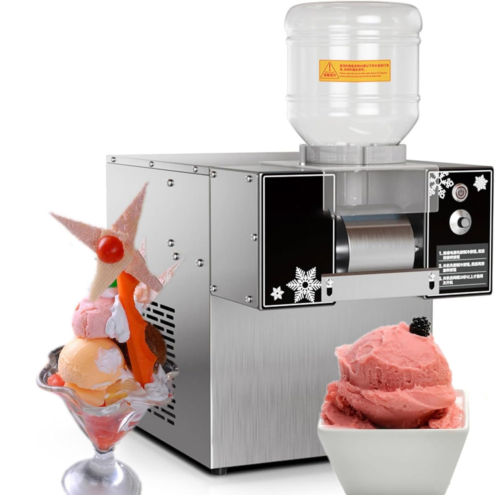 Pnpaea Electric Ice Shaving Machine,lce Shaver, Commercial Countertop Snowflake Ice Maker, High Capacity Ice Crusher for Desserts, Food Trucks, and Street Food 360W(60KG)