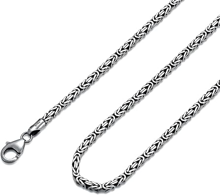 Byzantine Chain Sterling Silver Byzantine Necklace for Men 2.5mm Chain for Men Women
