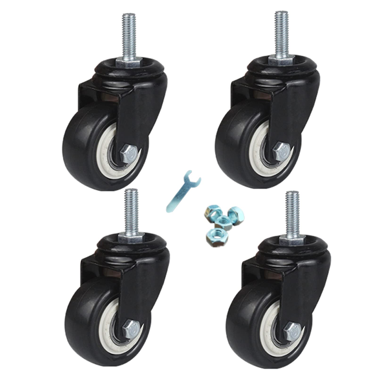 Koła jezdne, Koła do dużych obciążeń, koła przemysłowe z trzpieniem, 50 mm śruba M12 wózków DIY poliuretanu, przemysłowych(Swivel x4)