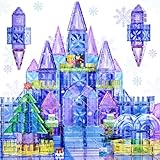 SKTMYY Magnetic Tiles,114pcs 3D Diamond Princess Ice Castle, Magnet Tiles for Kids Age 3-5 4-8,STEM Educational Toys for Girls Kids Birthday Gift