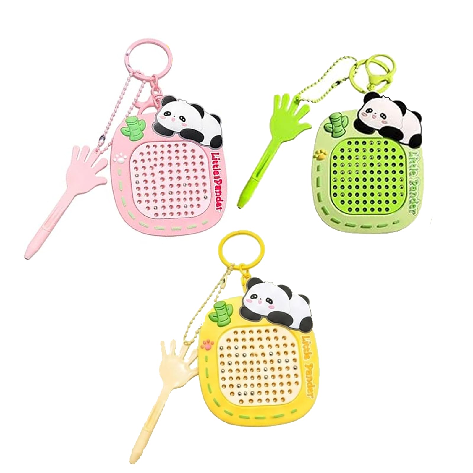 3PCS Panda Magnetic Fidget Keyring Set,Fidget Keyring,Sensory Fidget Toy for Adults with Drawing Board and Maze Anxiety Relief Stress Relief Gift for School Office
