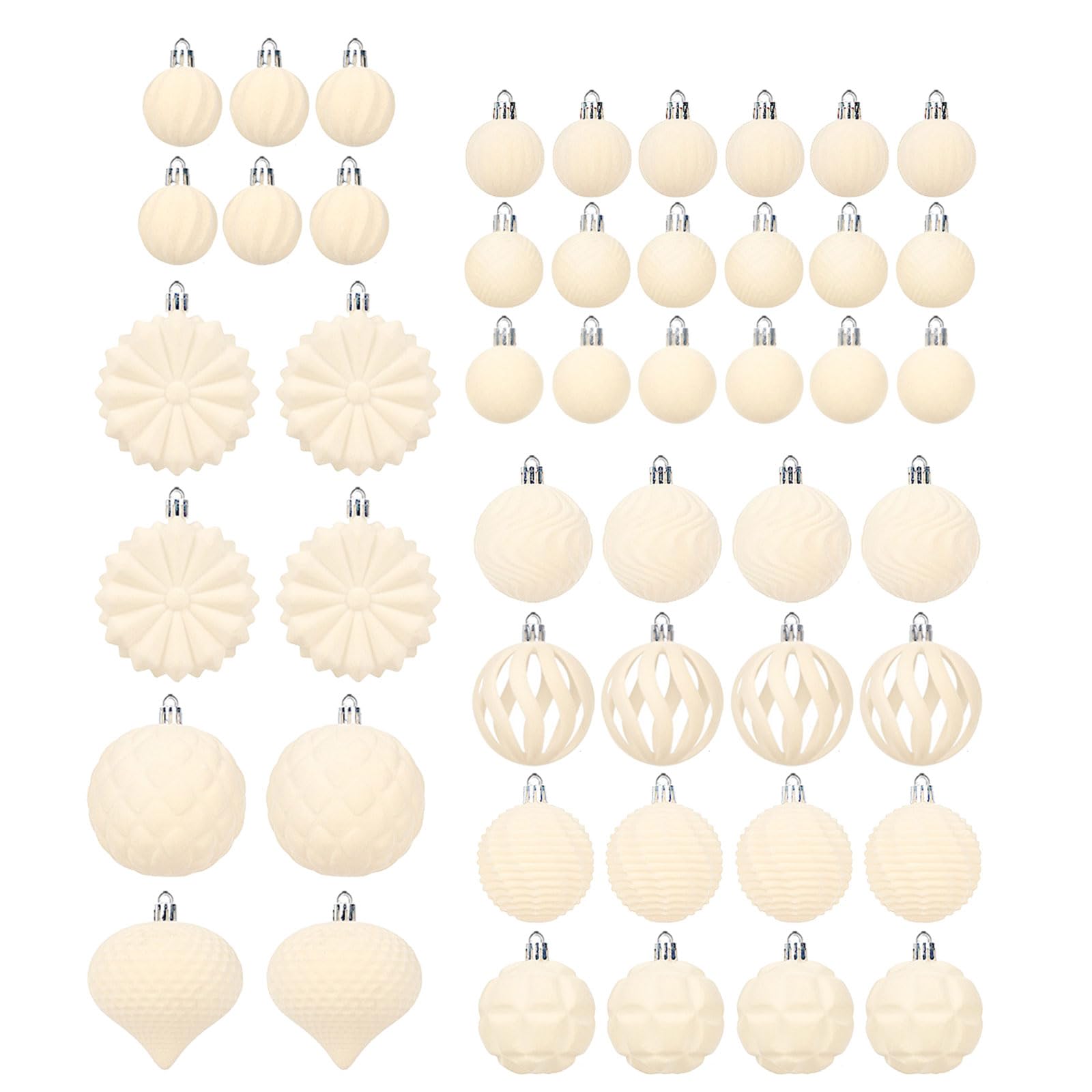 carotoe 48Pcs Shatterproof Christmas Baubles Velvety Ball Hanging Ornament Christmas Tree Decoration for Wreath Mantels Window Tree Ornaments