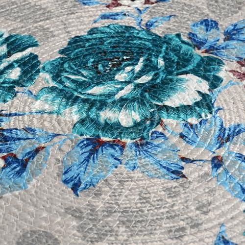 Image of LaVichitra Cotton Table Placemat | Dining Table Mat | Bed Side Table Mat | Cotton Round Shape Placemats | Washable PlaceMat for Shelves & Plant Pots - Pack of 4, Blue Rose
