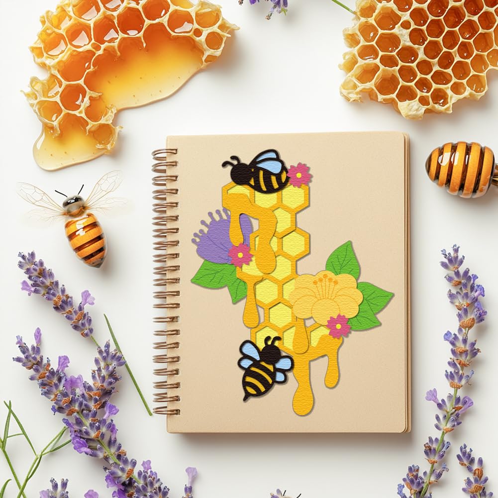 GLOBLELAND Cute Bee Cutting Dies for DIY Scrapbooking Metal Flower Beehive Cut Dies Bee Happy Leaf Die Cuts for Card Making Embossing Photo Album Craft Decor - Image 3