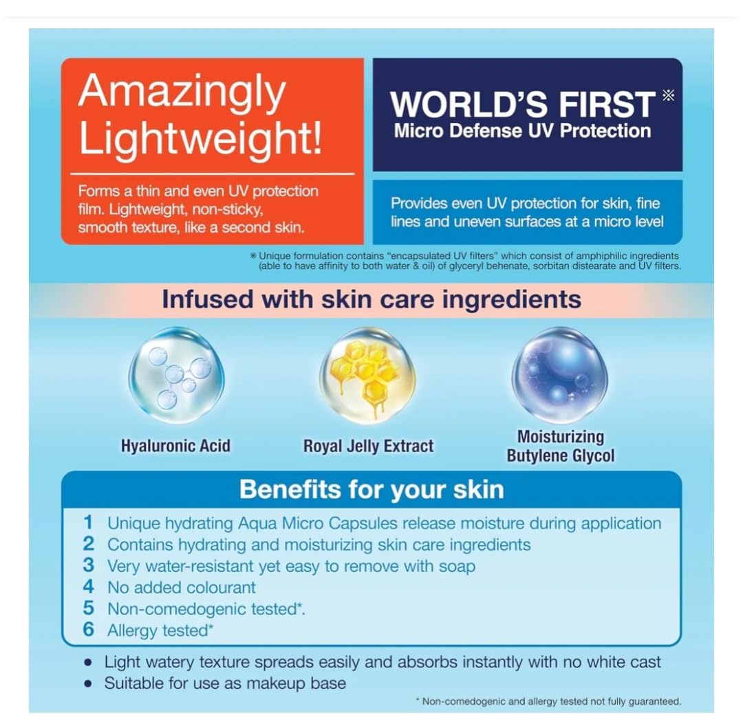 Japanese Sunscreen UV Aqua Rich Watery Gel SPF 50+ PA++++ – Lightweight Water-resistant Based UV Protection for Face,Oil-Free, Non-Greasy,Sensitive Skin Safe, 2.46oz/70g (Gel)