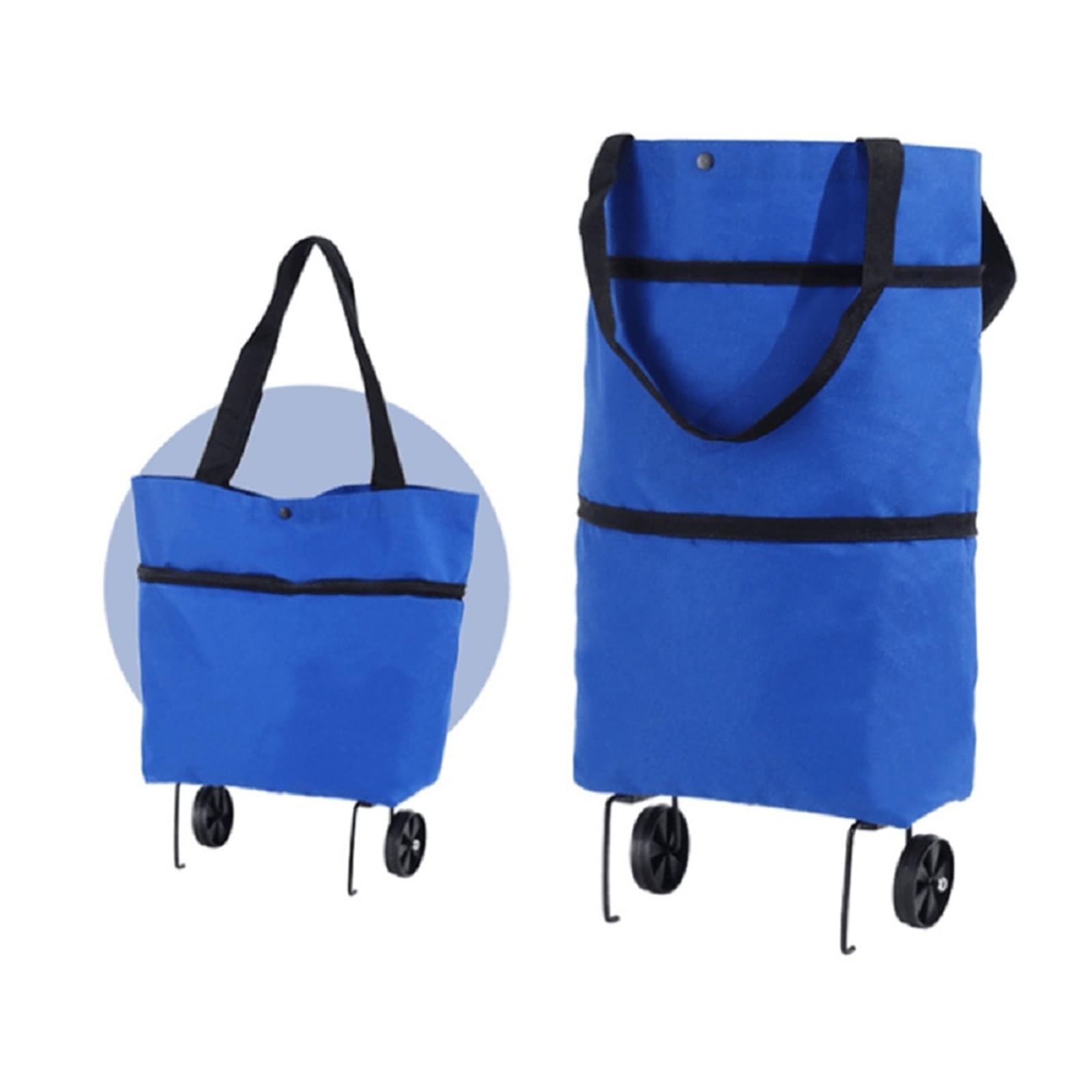 Foldable Shopping Bag with Wheels 1pc Foldable Handbag, Small Trolley Large Supermarket Shopping Bag, Grocery Cart Portable(Blue)