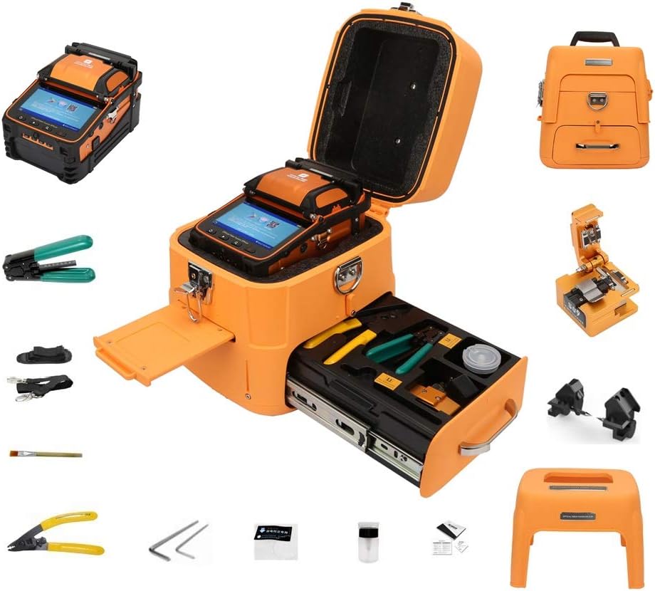 Fiber Fusion Splicer AI-9, 5s Splicing High Accuracy Automatic Machine Optical Fiber Splicer Melting 15s Heating, with 5'' TFT LCD Screen for SM MM DS NZDS -US Plug (some parts missing)
