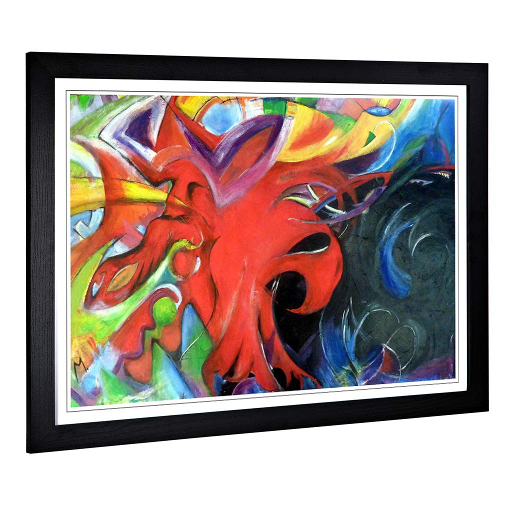 Big Box Art Framed Print of Franz Marc Fighting Forms 2 Design | Wall Art Picture | Home Decor for Kitchen, Living, Dining Room, Bedroom, Hallway, Office, Black, A2 / 24.5x18 Inch / 62x45cm