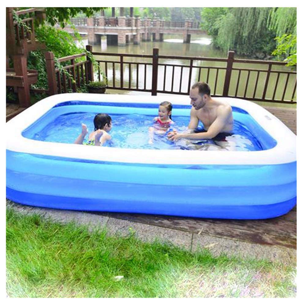 Family Inflatable Swimming Pool, Kiddie Pools, Above Ground Pool Summer Water Play Center, Rectangle Inflatable Lounge Pool for Baby, Kids, Adult, Outdoor, Garden, Backyard, Lawn (128x85x45cm)