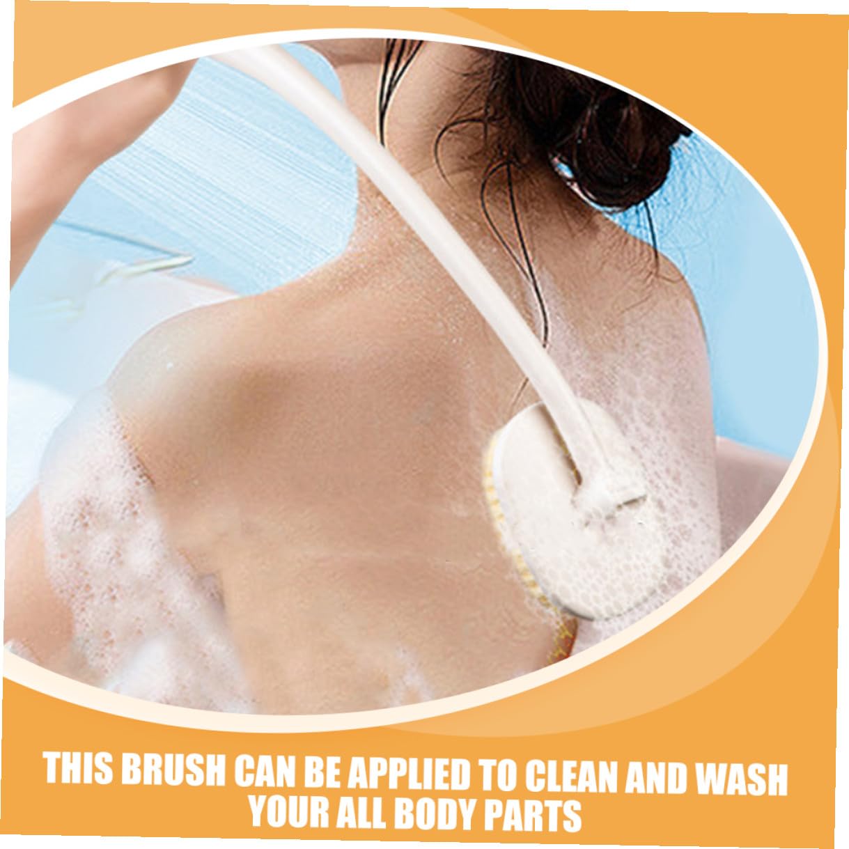 POPETPOP Cepillo de Ducha Espalda con Mango Largo y Curvado de Abs, Uso Húmedo y Seco para Exfoliar y Alcanzar Zonas Difíciles Baño
