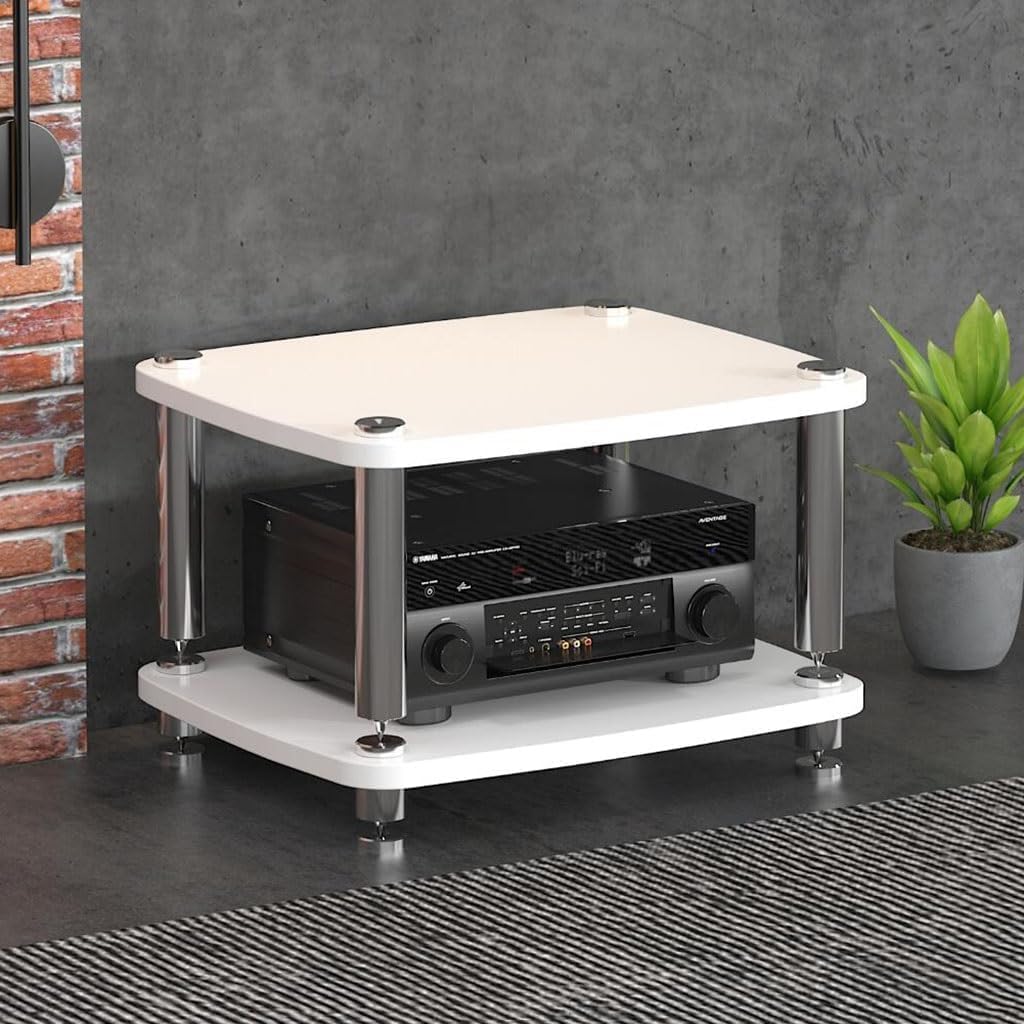 Stojak audio HiFi na gramofon i wzmacniacz, amortyzujący wstrząsy płyta MDF, jakość dźwięku, eleganckie rozwiązanie do przechowywania do domowego systemu audio, idealny dla audiofilów