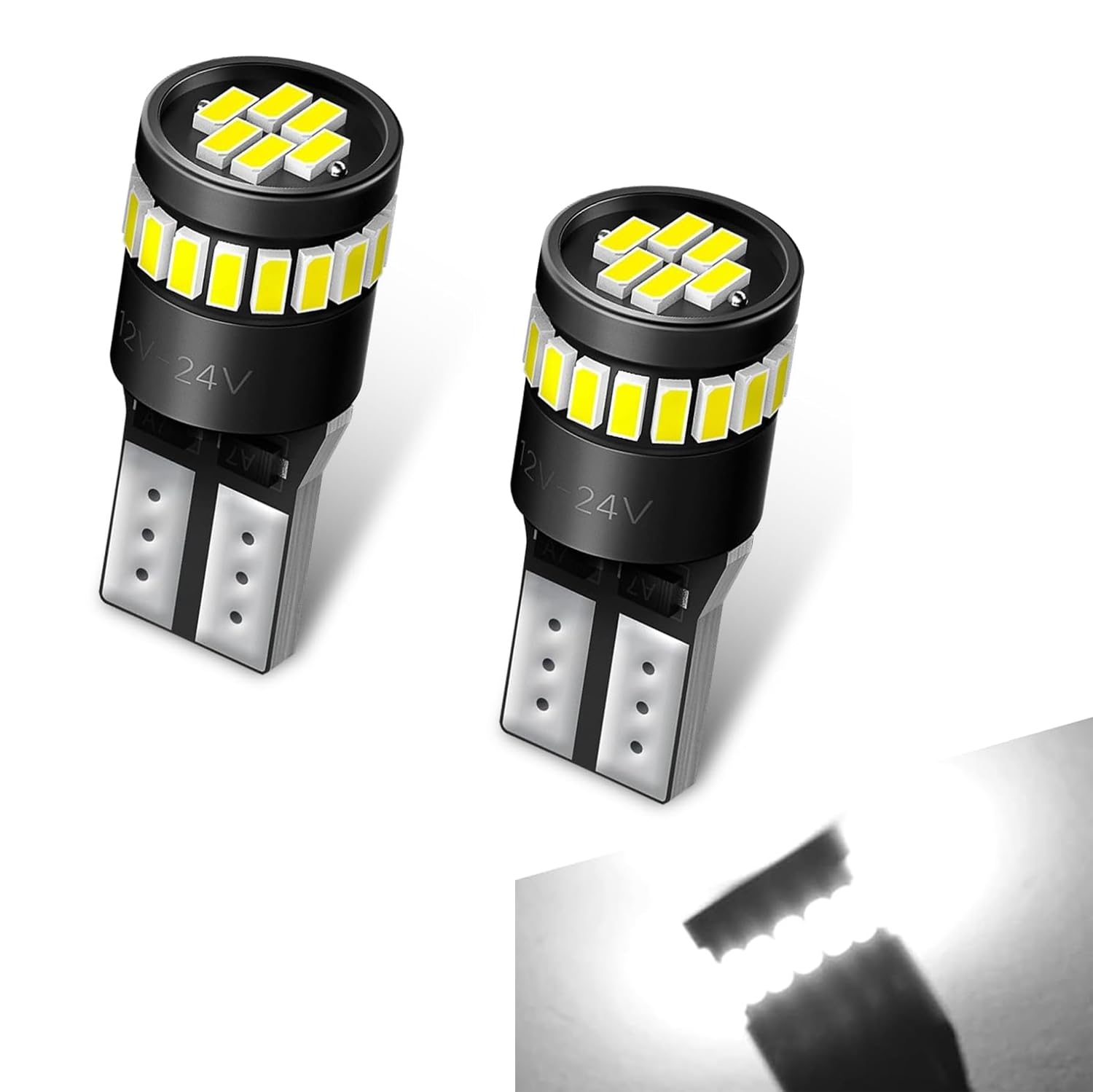 Pack-2 Car LED Width Lights, T10-7020-10SMD Reading Lights, Super Bright License Plate Lights, Universal Automobile Lighting Accessories, for Most Cars, Trucks and Vans (White)