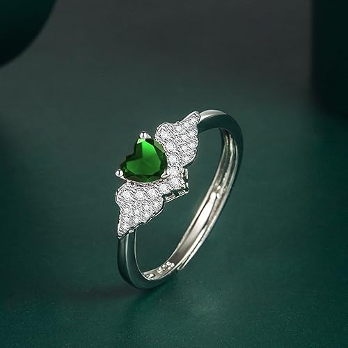 Miniatura 5 de Aotiwe Bonitos anillos para mujer, anillos apilados para mujer, alas y forma de corazón, circonita cúbica de cobre