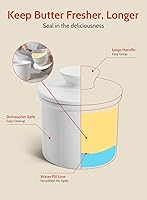 Vista 6 de Sweese Plato de mantequilla francés con tapa - Recipiente para mantequilla para mostrador con línea de agua para mantequilla untable - No más