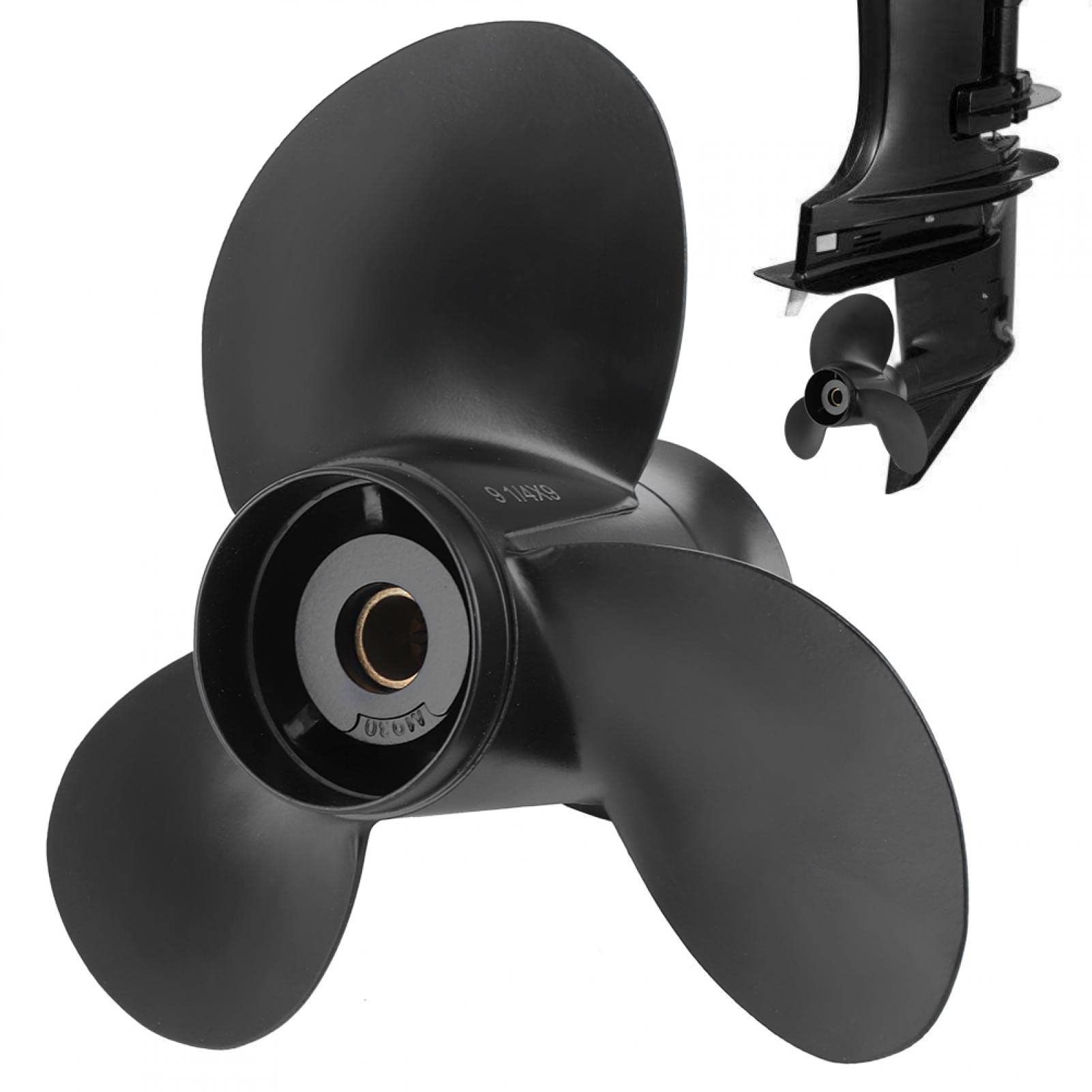 Elica fuoribordo, elica, 10 denti scanalati 3 pale 58100-93763-019 9 1/4 X 9 adatta per Suzuki 9.9hp 15hp motore fuoribordo marino elica in lega di alluminio nero