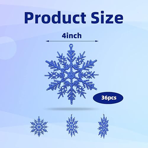 Miniatura 6 de Copos de nieve azules de Navidad acrílicos brillantes copos de nieve adornos de invierno grandes copos de nieve adornos de árbol de Navidad 4