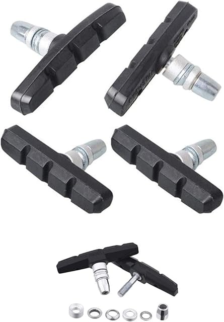 Cheeroyal 2 Pairs 70 mm V Bike Brake Pads with Hex Nuts and Spacers V Bicycle Brake Blocks Set Black