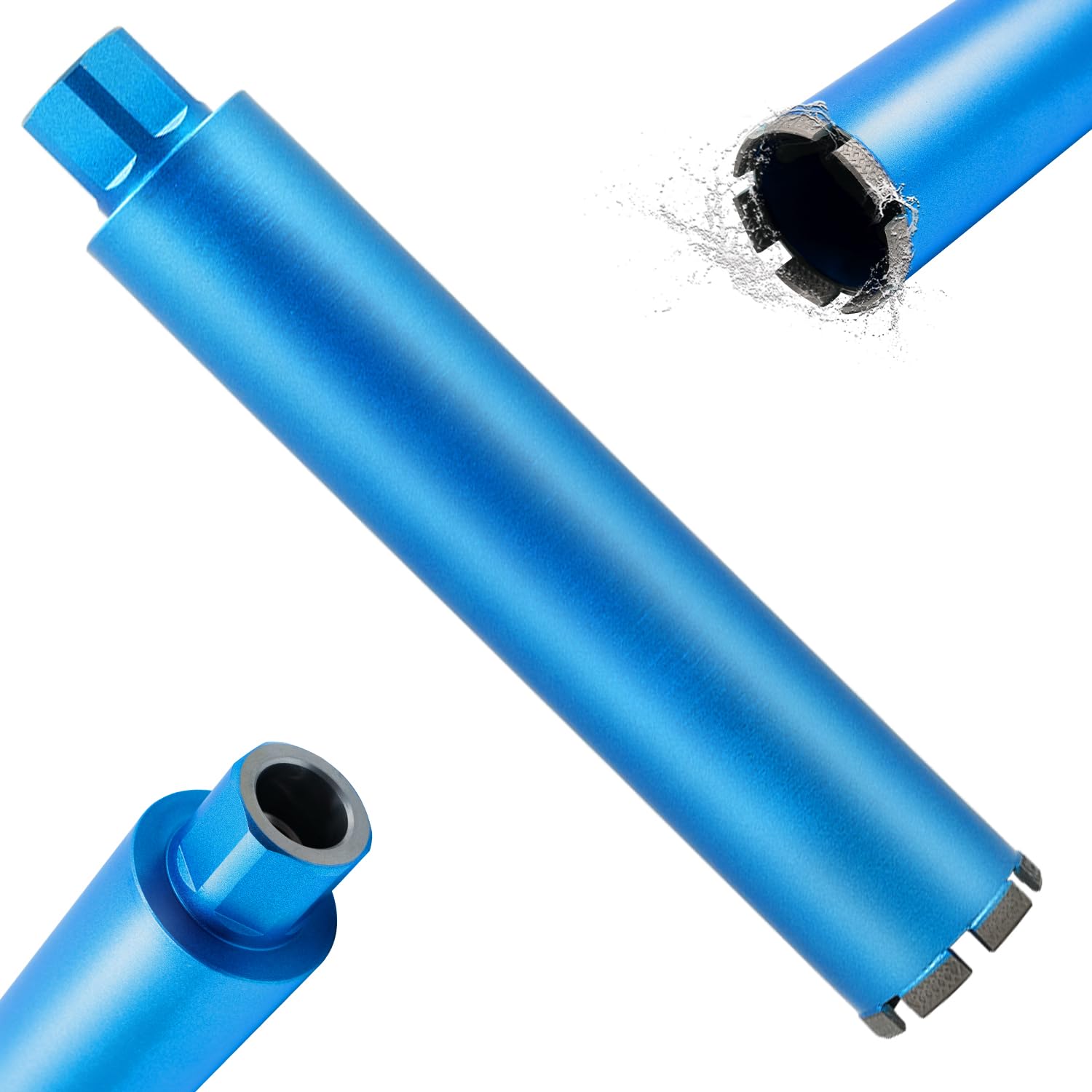 HBKEEN 3-1/2" Wet Diamond Core Drill Bits for Concrete with Rebar, Brick, Block, Masonry, 15" Drilling Depth, 1-1/4-7" Thread, Laser-Welded Segments