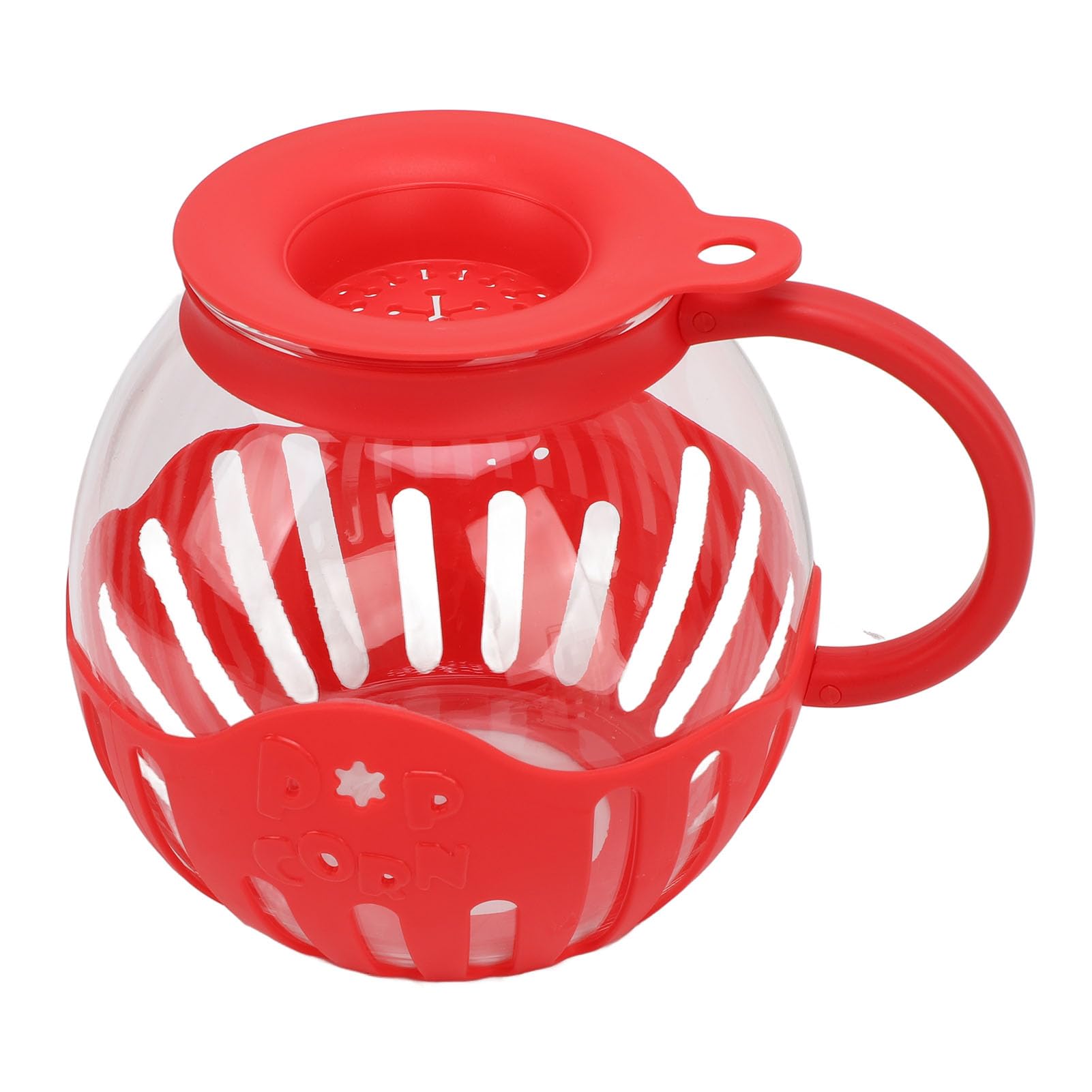 VGEBY Home Popcorn Popper - Palomitas de maíz de cristal para microondas, 2,13 L, para noches de cine y juegos (rojo)