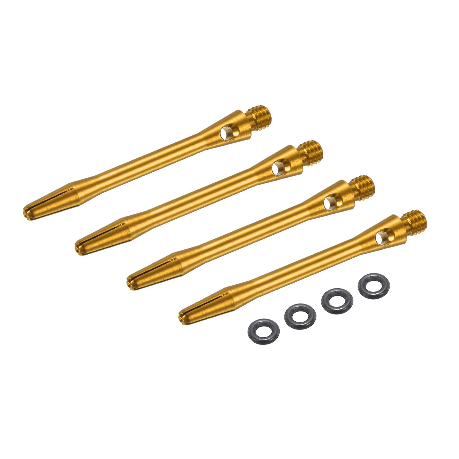 PATIKIL Aluminum Dart Shafts 45mm, 4 Pack 2BA Thread Dart Stems Replacement Accessories with Rubber Rings for Steel Tip, Gold