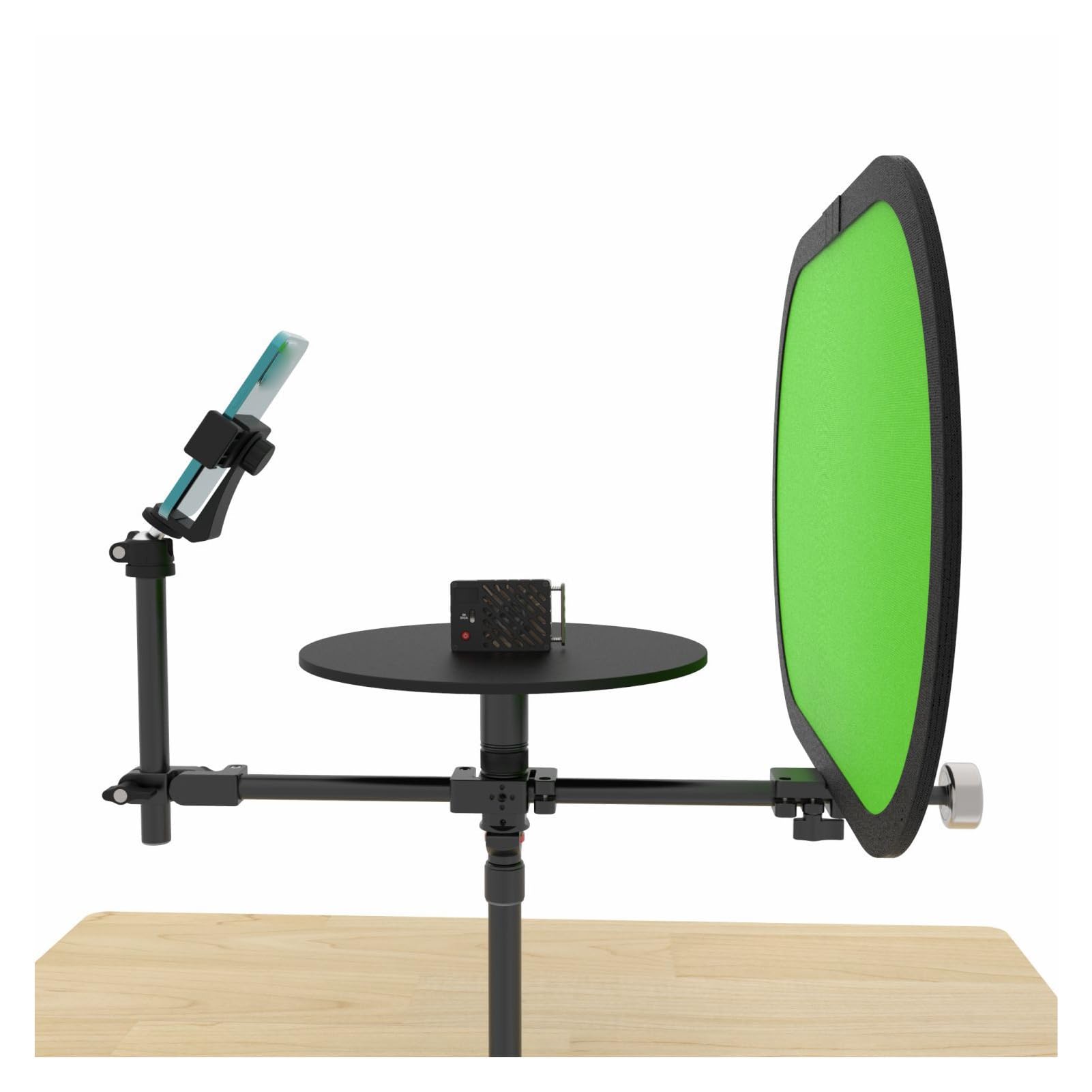Goshyda Fotografia 360° Gramofon z Regulowanym Kątem Obrotu Kamery do Fotografii Produktowej, Obrotowa Platforma Wideo o Modułowej Konstrukcji, Nośność 5 Kg, Dysk 30 Cm, Stop Aluminium,