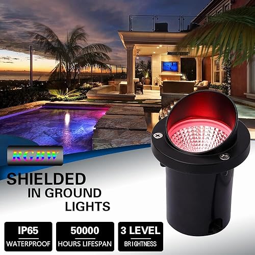 Miniatura 2 de EAGLOD Luces de paisaje RGB de bajo voltaje que cambian de color, 10 W, luces para exteriores en el suelo con conectores, luces LED de pozo de 12-24