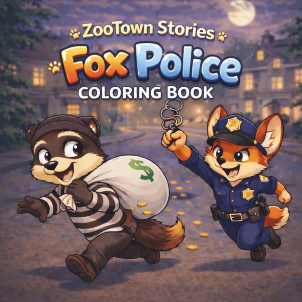 ZooTown Stories: Fox Police Coloring Book for Adults: Intricate Adult Coloring Book Featuring Animal Police Scenes for Stress Relief