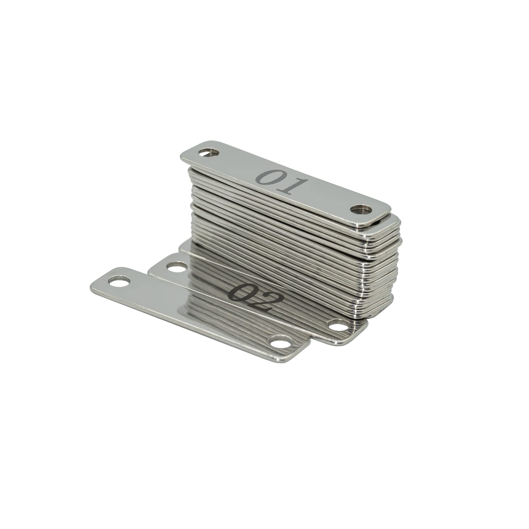 Small Stainless Steel Rectangle Numbered Tags with Two Holes 4cm*1cm (1-30), Silver - Image 3